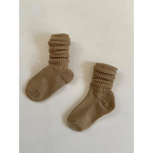 Ribbed Cotton Scrunch Sock - Caramel