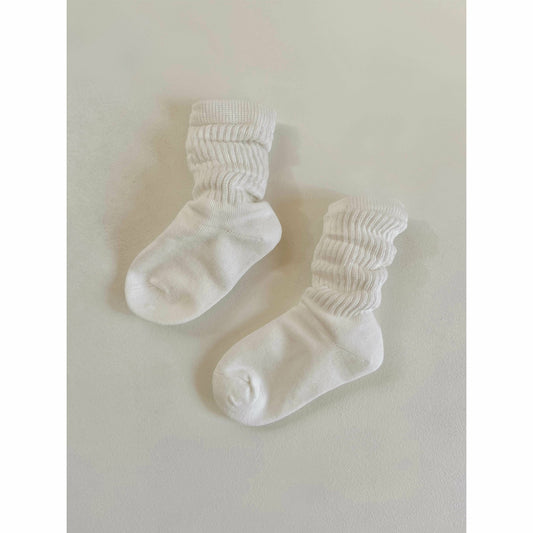 Ribbed Cotton Scrunch Sock - White